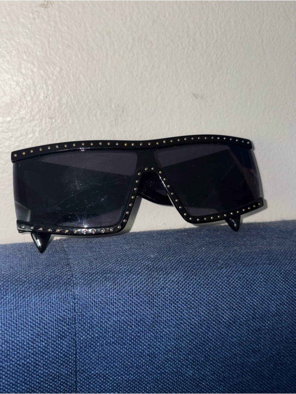 Black Studded Shield Sunglasses